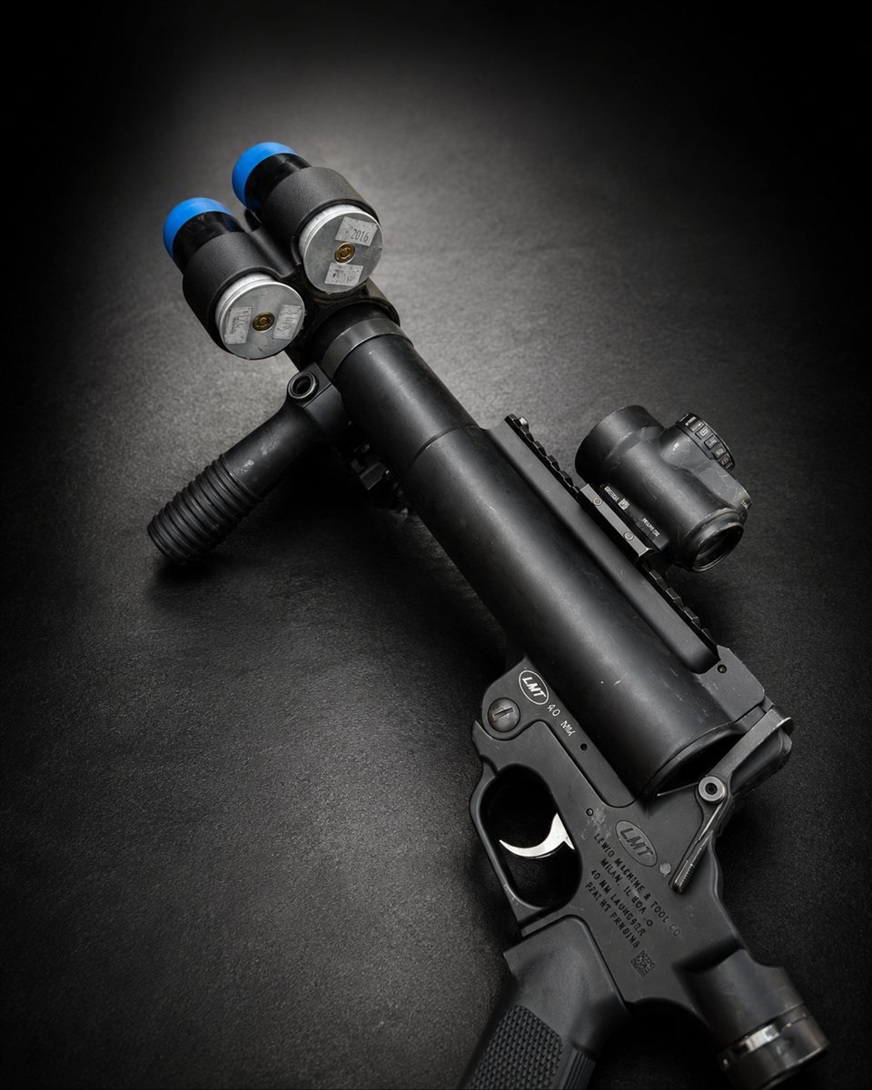 40mm Double Shell Caddy top-down view showing dual round capacity and red dot sight