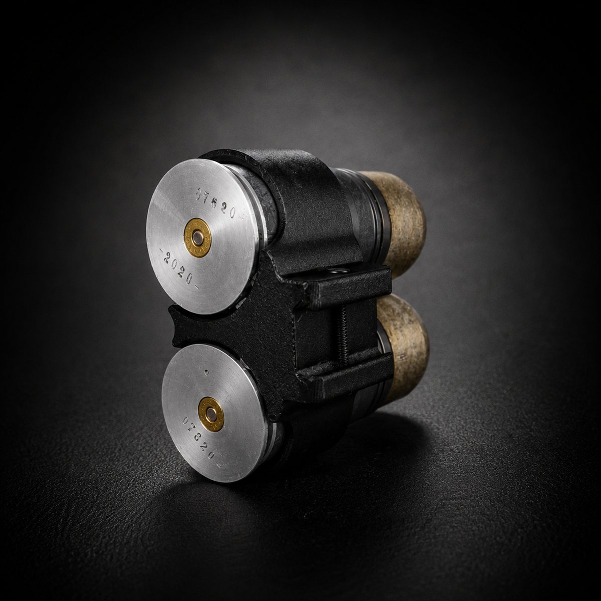 40mm Double Shell Caddy Picatinny rail-mount variant, loaded with two 40mm rounds